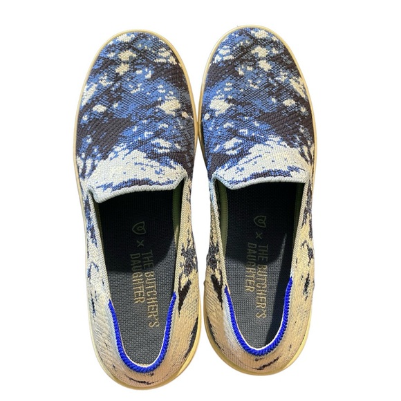 Rothy’s x The Butcher’s Daughter Limited Edition Shibori Blue Slip On Sneakers - Picture 8 of 16